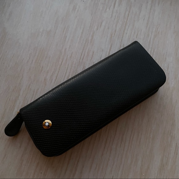 Unisex Montblanc black and red zippered pen case. Holds 2 pens - Picture 1 of 8